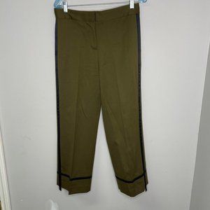 GREY Jason Wu Wool Side Stripe Check Silk Pants Army Green